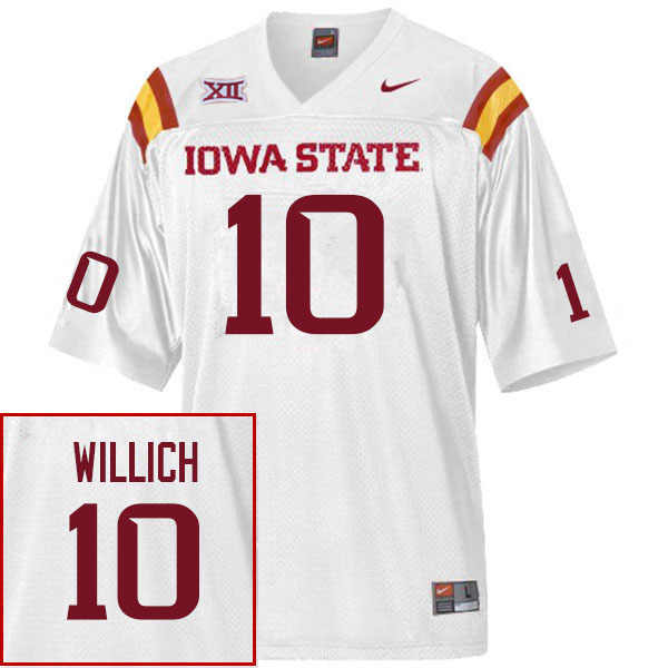 Men #10 Carson Willich Iowa State Cyclones College Football Jerseys Sale-White - Click Image to Close